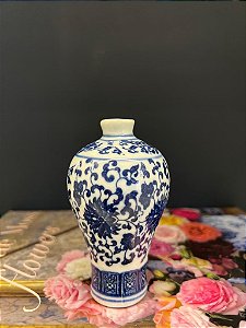 Vaso Decorativo - Azul e Branco - Ceramica 11CM