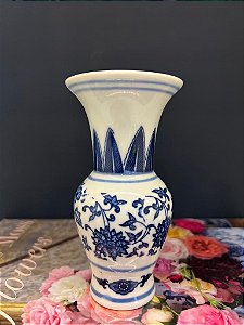 Vaso Decorativo - Azul e Branco - Ceramica 13CM