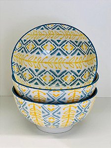 Bowl - Azul e Amarelo - Cerâmica - Tamanho Médio
