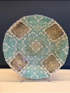 Centro de Mesa em Vitral - Azul Turquesa - Grande