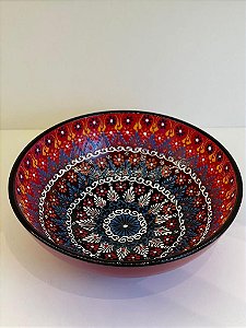 Saladeira - Vermelha - Alto Relevo - Cerâmica - Turquia - Tamanho Grande