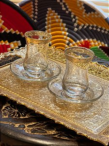 Copo Turco - Par 2pcs - Vidro Turquia - Dourada