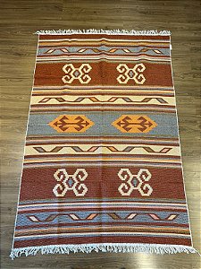 Tapete - Dupla Face - Turco - 2,00 x 1,40MT - Laranja e Bege