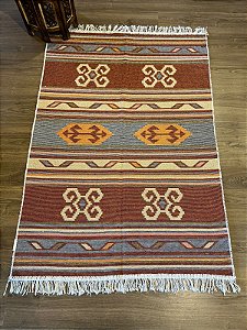 Tapete - Dupla Face - Turco - 1,40 x 1,00MT - Vermelho e Laranja