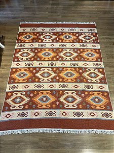 Tapete - Dupla Face - Turco - 2,50 x 2,00MT - Vermelho e Laranja