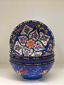 Bowl - Azul -  Cerâmica - Turquia - Tamanho Medio - Pintura Relevo