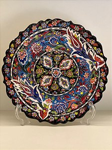 Prato de Parede Grande - Turquia - Decorativo - Cerâmica - Preto