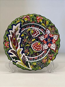 Prato de Parede Pequeno - Turquia - Decorativo - Cerâmica - Verde