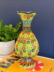 Vaso - Cerâmica - Pintado à mão - Turquia - Verde - 31CM