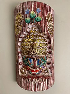 Buda Esculpido - Rosto em Madeira - Pintado à mão