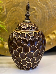 Vaso Potiche - Marrom e Dourado  - Ceramica - 29CM
