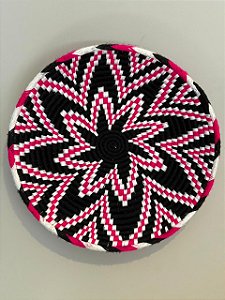 Cesto Marroquino - Mesa e Parede - Preto, Rosa e Branco  - 45CM