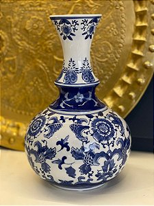 Vaso Decorativo - Azul e Branco - Ceramica 32CM
