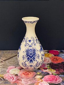 Vaso Decorativo - Azul e Branco - Ceramica 12,5CM