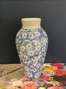 Vaso Decorativo - Azul e Branco - Ceramica 15CM
