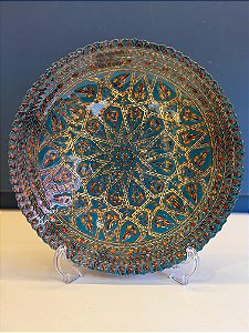 Centro de Mesa em Vitral - Pequeno - Verde e Dourado