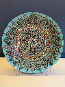 Centro de Mesa em Vitral - Pequeno - Turquesa e Dourado