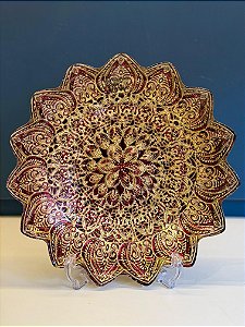 Centro de Mesa em Vitral - Pequeno - Vinho e Dourado