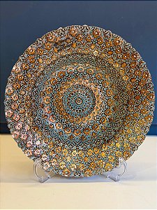 Centro de Mesa em Vitral - Pequeno - Azul Claro e Dourado