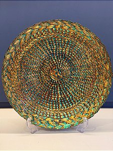 Centro de Mesa em Vitral - Grande - Verde e Dourado