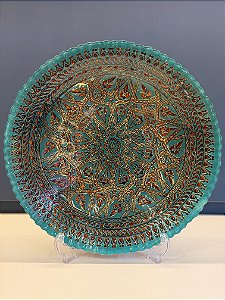 Centro de Mesa em Vitral - Grande - Azul Marítimo e Dourado