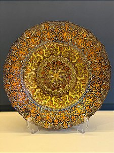 Centro de Mesa em Vitral - Grande - Dourado e Azul