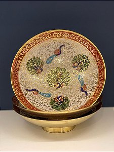 Bowl Latão - Dourado - Branco e Vermelho