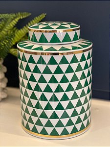 Potiche  - Ceramica - Verde e Branco - 28CM