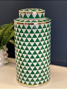 Potiche  - Ceramica - Verde e Branco - 40CM