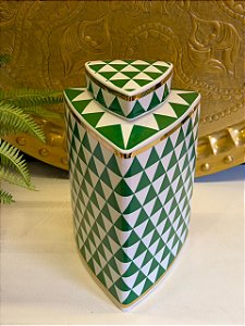 Potiche  - Ceramica - Verde e Branco - 26CM