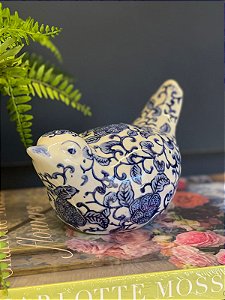 Pássaro - Escultura - Ceramica - Azul e Branco