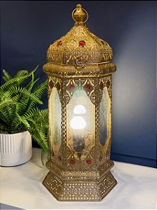 Lanterna Marroquina - Dourado e Vermelho - 54cm