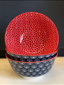 Bowl - Cerâmica - Vermelho e Azul - Tamanho Grande