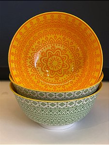 Bowl - Cerâmica - Laranja e Verde - Tamanho Grande