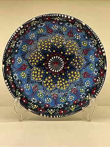 Saladeira - Cerâmica- Turquia - Alto Relevo - Medio - Verde e Azul