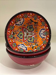 Bowl - Cerâmica - Turquia - Relevo - Vermelho - Tamanho Médio