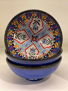 Bowl - Cerâmica - Turquia - Relevo - Azul - Tamanho Médio
