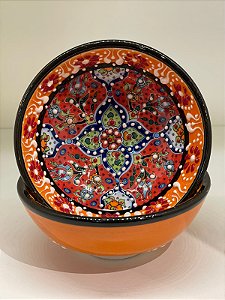 Bowl - Cerâmica - Turquia - Relevo - Laranja - Tamanho Médio