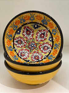 Bowl - Cerâmica - Turquia - Relevo - Amarelo - Tamanho Médio