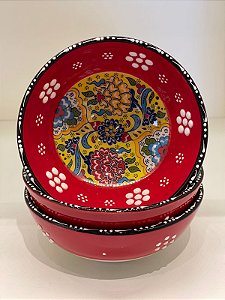 Bowl - Cerâmica - Turquia - Vermelho e Amarelo - Tamanho Médio