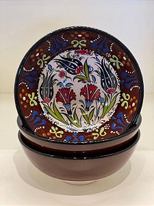Bowl - Cerâmica - Turquia - Marrom e Branco - Tamanho Médio