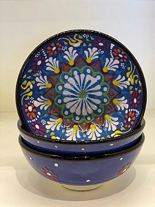 Bowl - Cerâmica - Turquia - Alto Relevo - Azul - Tamanho Médio