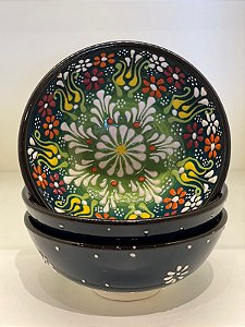 Bowl - Cerâmica - Turquia - Alto Relevo - Verde - Tamanho Médio