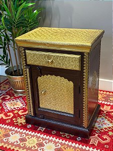 Mesa Gaveteiro - Madeira e Metal - Dourado