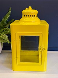 Lanterna - Metal e Vidro - Amarelo - 36cm