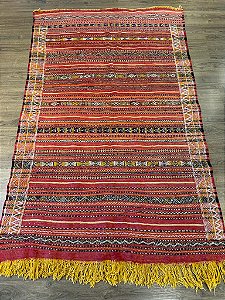 Tapete  - Marroquino - Kilim - Artesanal - Vermelho -  2,0x1,30