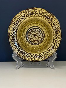 Bowl - Turquia - Vitral - Pintado á mão - Marrom e Dourado