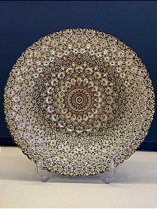 Centro de Mesa em Vitral - Grande - Dourado e Prata