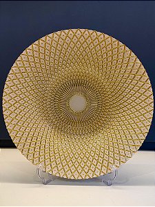 Centro de Mesa em Vitral - Off White e Dourado - Grande