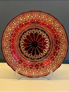 Centro de Mesa em Vitral - Vermelho e Dourado - Grande